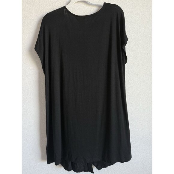 Dennis By Dennis Basso Black Scoop Neck Short Sleeve Button Dress Womens Size 2X - Picture 5 of 8